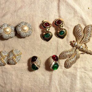 Vintage CINER Lot Clip On Earrings and Pin all Signed